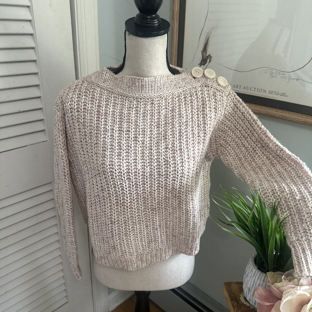 J Crew Sweater Womens XS Beige Pullover Chunky Knit Neutral Preppy Fisherman